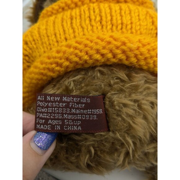 Vintage Augie Brass Button Dog Pickford Bear Dog Of Friendship Stuffed Animal 8" - Picture 4 of 5